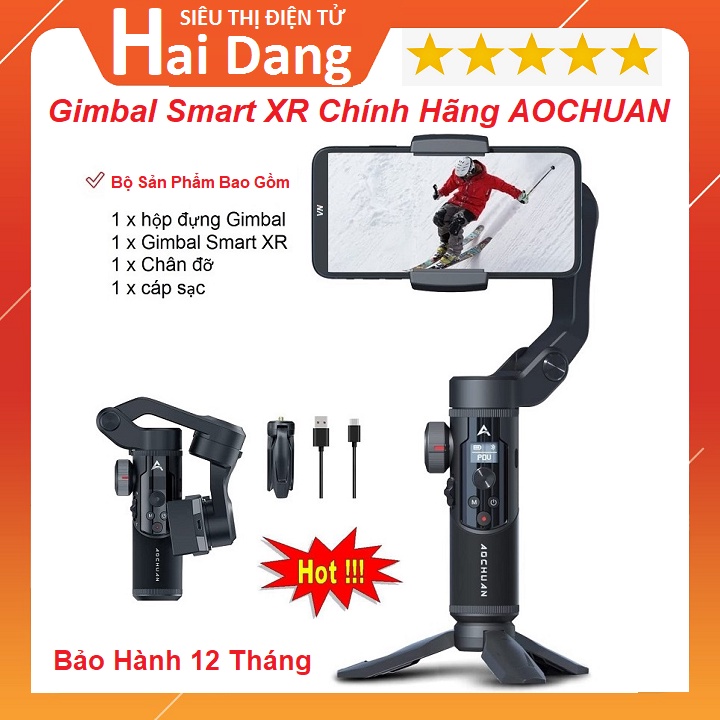 Gimbal Chống Rung Tuyệt Đối Smart XR, Chính Hãng AOCHUAN, Tay Cầm Có 3 Trục Hỗ Trợ Quay Video Chụp Ảnh, Vlog, Livestream