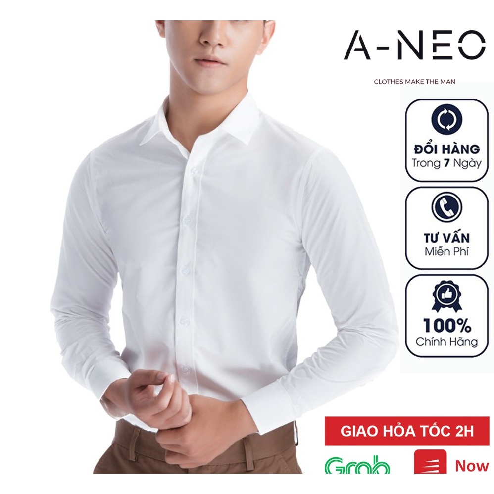 Áo sơ mi nam đẹp Hàn Quốc A-NEO gap hop kiểu dáng ôm body thời trang dài tay công sở cao cấp