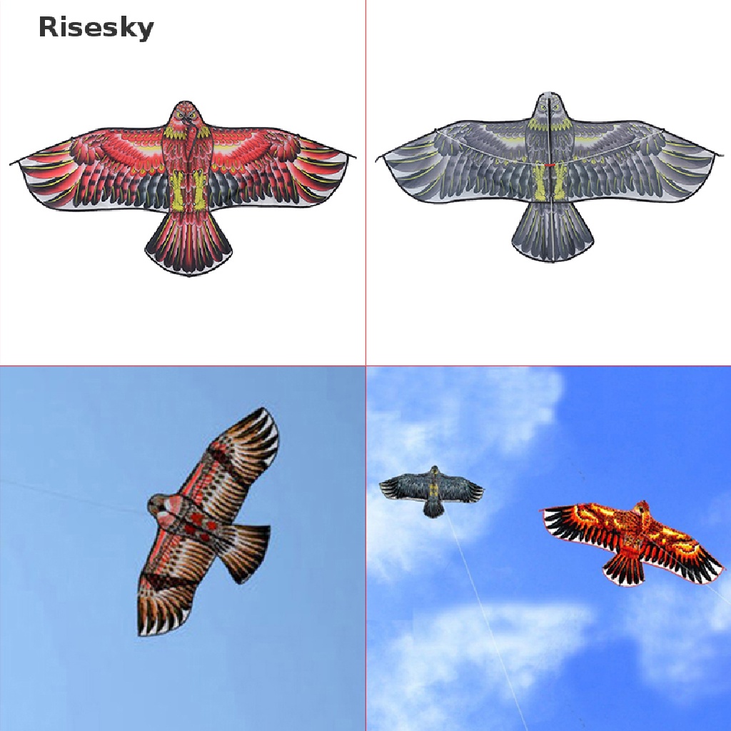 Risesky Kids 1.2m Flat Eagle Kite 100M Kite Line Children Flying Bird Kites Outdoor Toy new