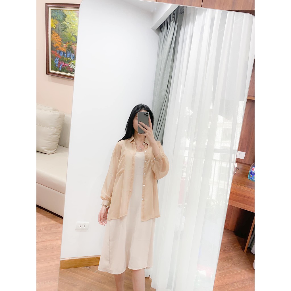 [Hàng mới về] Áo sơ mi nữ voan mỏng khoác đi biển ❤Freeship❤ Áo khoác ngoài nữ oversize trẻ trung