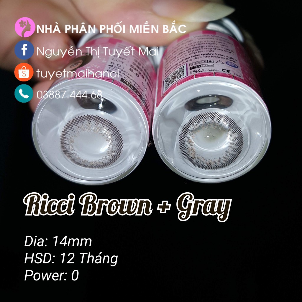 [Bán giá gốc] Ricci Gray 14mm 0 Độ - Lens Xám Tự Nhiên - Kính Áp Tròng Nhập Khẩu Hàn Quốc