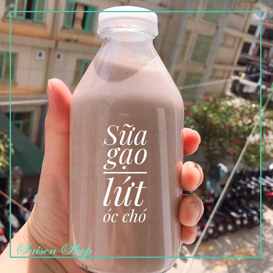 Chai Thủy Tinh 300ml , Chai Đựng Sữa Hạt Rỗng Nắp Nhựa