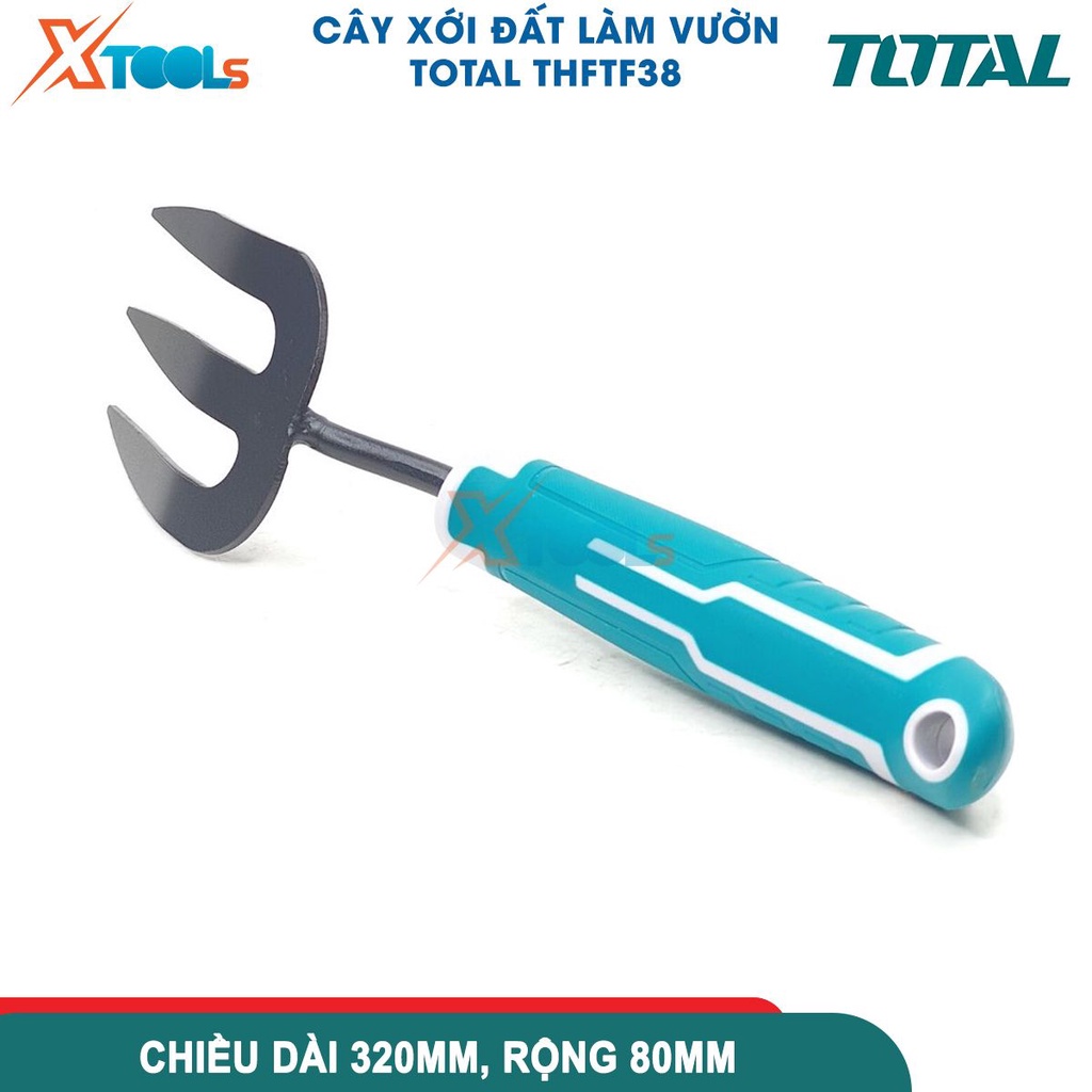 Cây xới đất làm vườn 320mm TOTAL THFTF38, chiều rộng 80mm, độ dày 2.5mm, chất liệu thép carbon cứng - CHÍNH HÃNG-XTOOLS