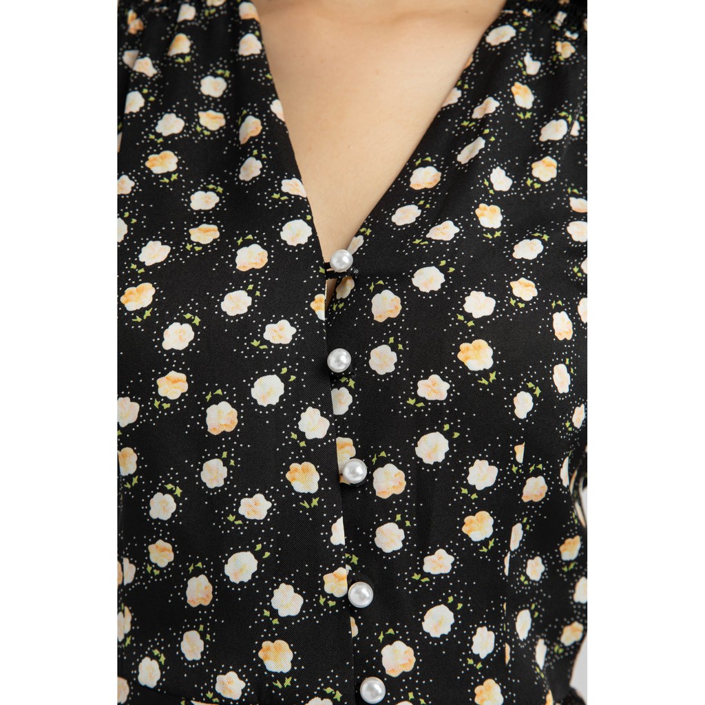 Áo hoa cổ V nữ IVY moda MS 16M6406