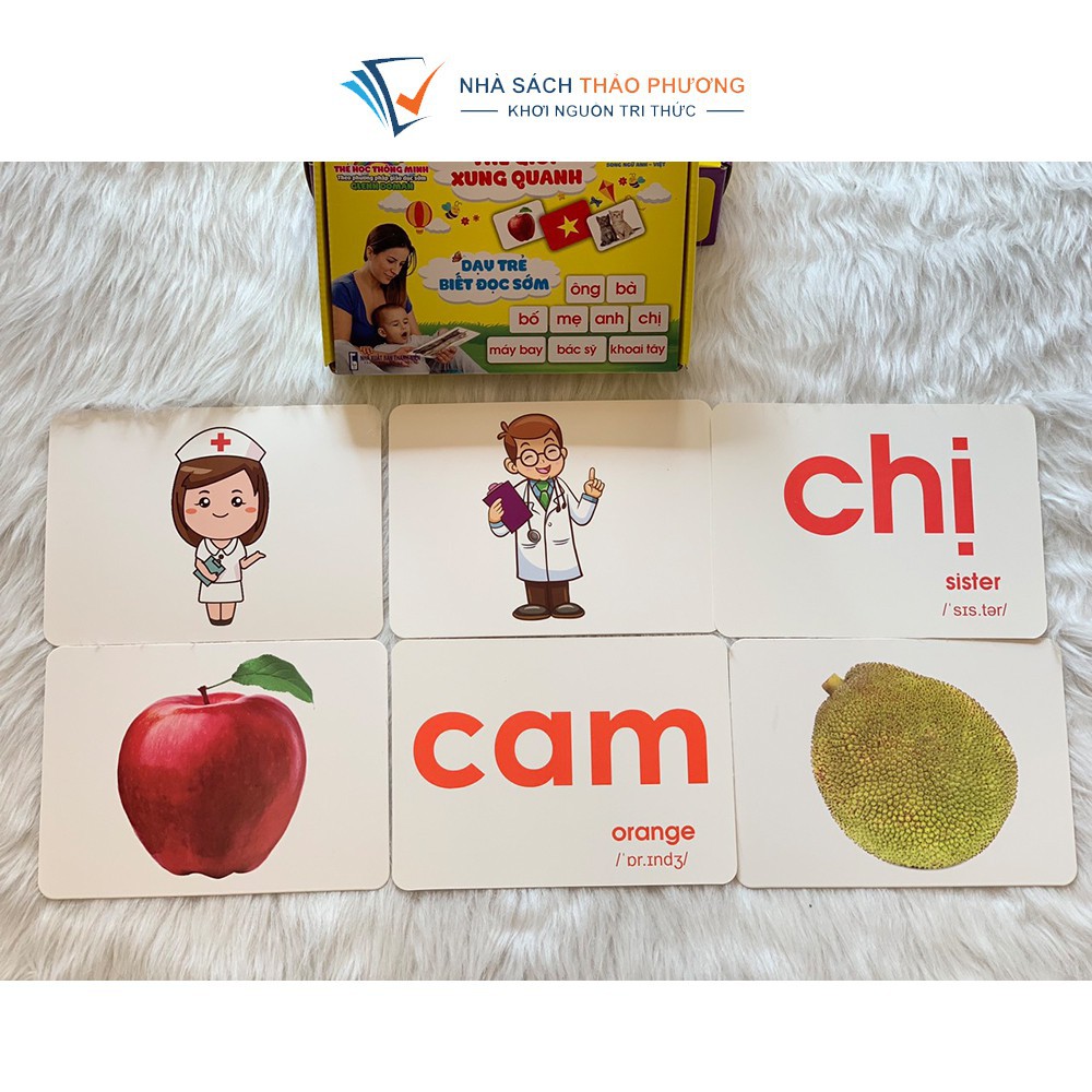 Bộ thẻ Flashcard Việt Hà chủ đề Thế giới xung quanh A5 (15x21cm) song ngữ Việt Anh (phương pháp Glenn Doman)