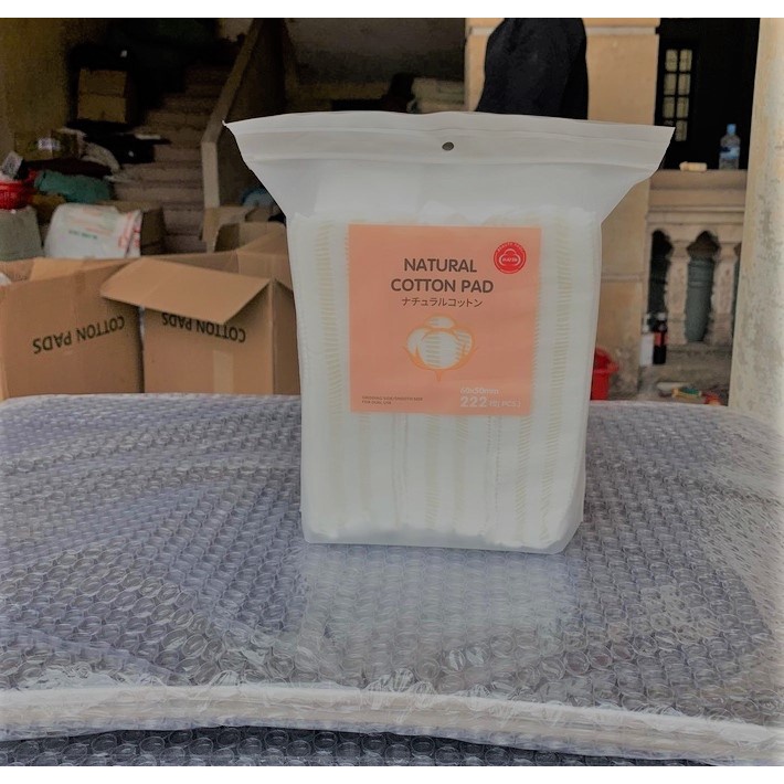 [Mẫu mới] Sỉ- Bông tẩy trang 3 lớp cotton pads 222 miếng dày dặn, mềm mịn chính hãng- Hanayuki Asia