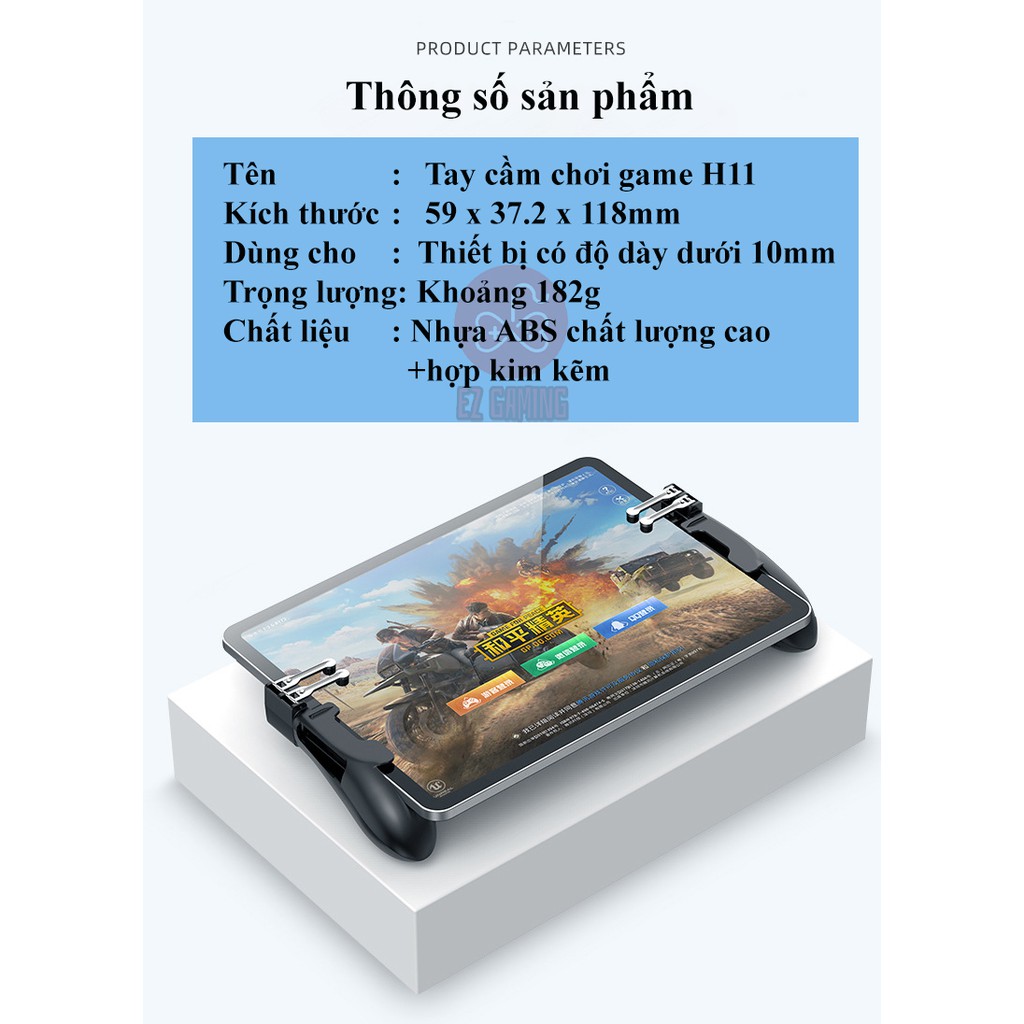 Tay cầm chơi game H11 cho Ipad, máy tính bảng, chơi game PUBG mobile, ROS, Freefire bản nâng cấp thế hệ mới