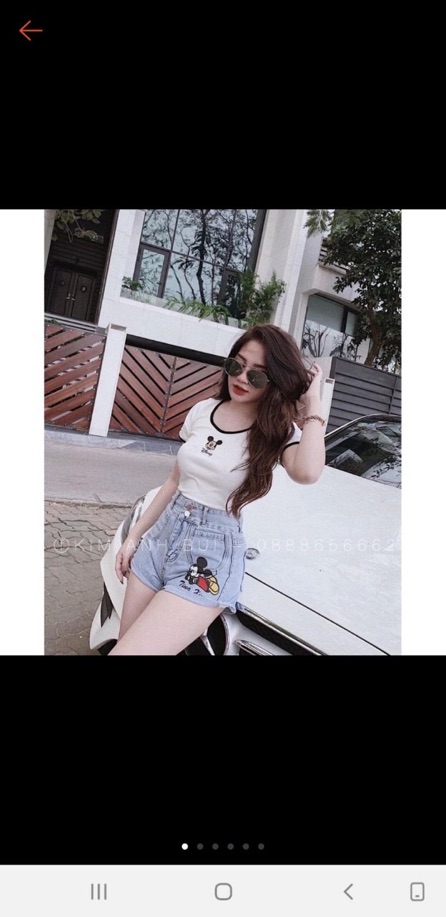 ( NEW )Áo Croptop viền thêu Mickey