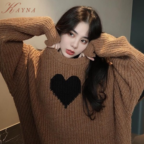 Áo Sweater Dệt Kim Dáng Rộng Phong Cách Hàn Quốc Nhật Bản Thời Trang Cho Phụ Nữ Tuổi Trung Niên