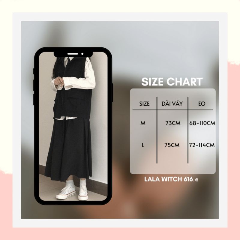 Chân váy dài trơn cạp chun freesize đơn giản basic,chân váy dài qua gối cho người thấp 17