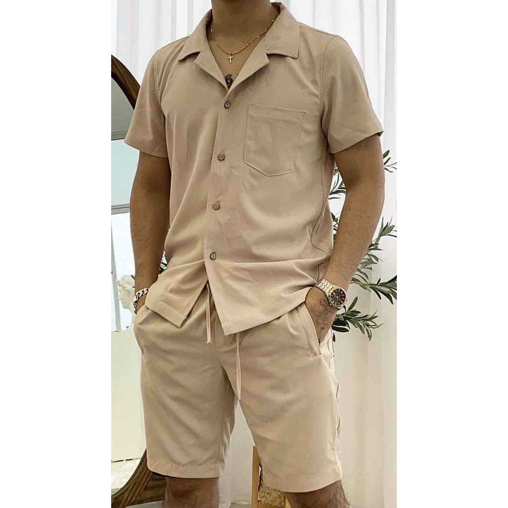 Bộ đũi nam cổ vest, Đồ bộ thể thao nam mặc nhà cao cấp chất liệu đũi Lụa Linen BMF