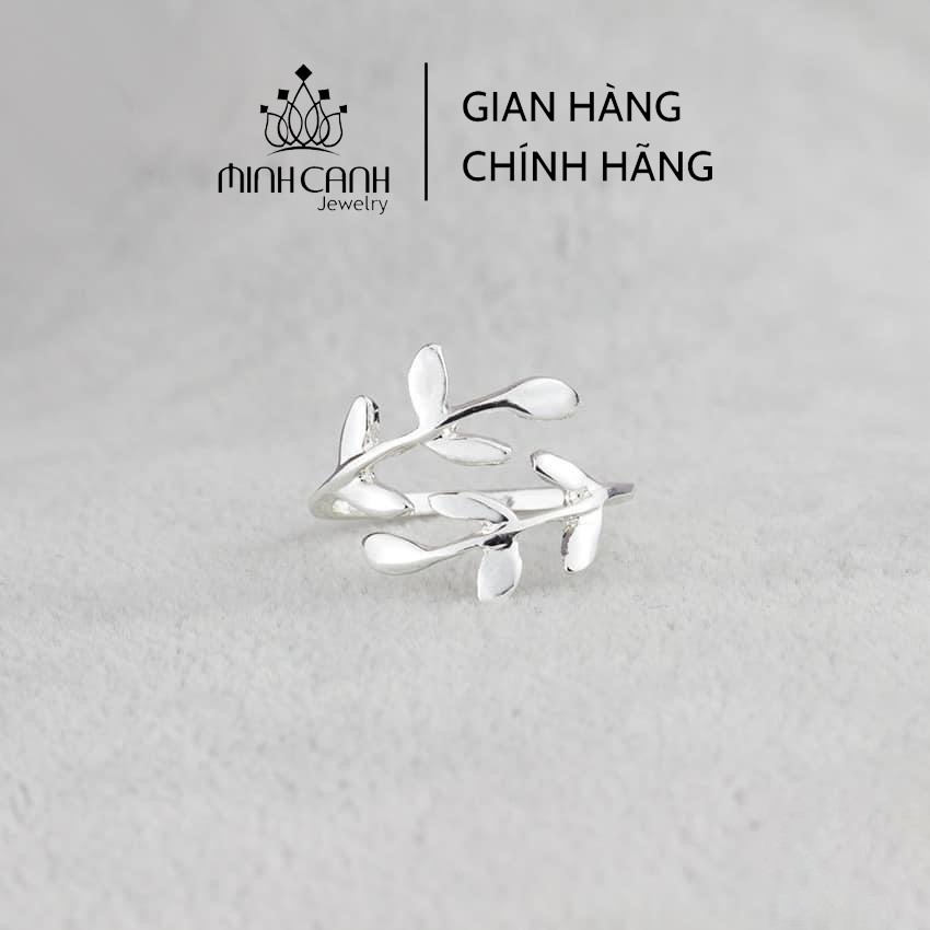 Nhẫn Lá Trơn Bạc Ta Dáng Hở Freesize - Minh Canh Jewelry