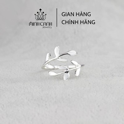 Nhẫn Lá Trơn Bạc Ta Dáng Hở Freesize - Minh Canh Jewelry