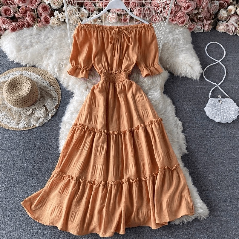 (Free ship) Hàng Lại Về Cho Các Nàng Đây--- Mẫu Đầm Lụa Trễ Vai Dáng Xòe Mặc Đi Chơi Dự Tiệc Siêu Cháy UP VLTN Shop