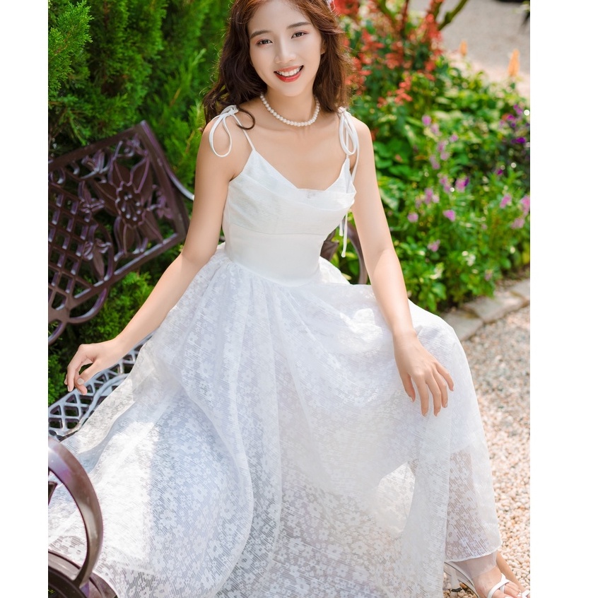 Daisy dress- đầm 2 dây bồng bềnh 3 lớp hoa mai - CHITS