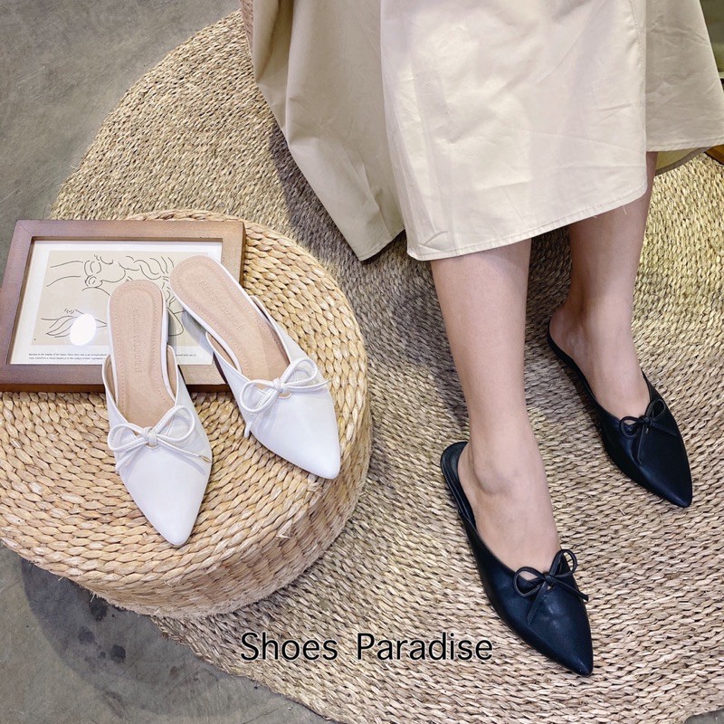 Dép Bít Mũi Nhọn Nơ Thấp Shoes Paradise ( Form nhỏ nhích lên 1 size)