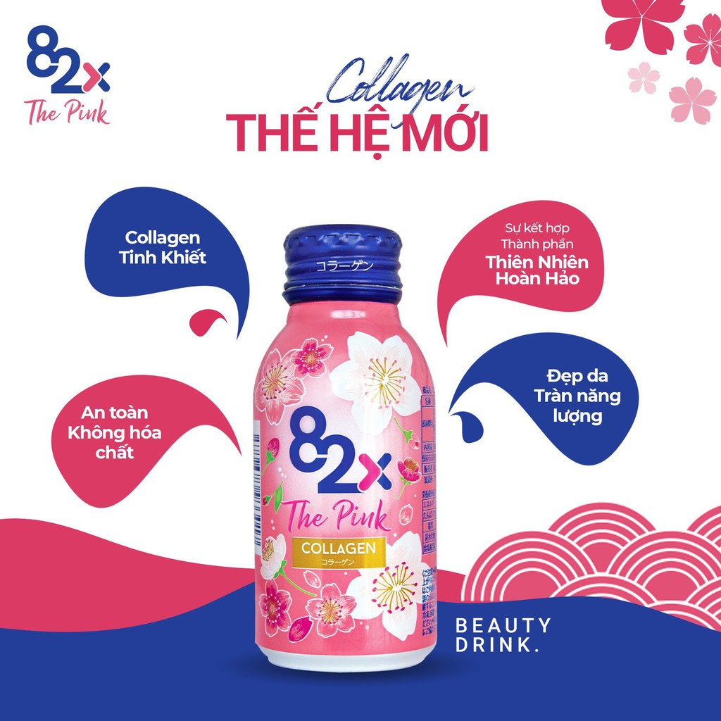 Nước Uống The Pink Collagen 82X Nhật Bản (Hộp 10 Chai 100ml)