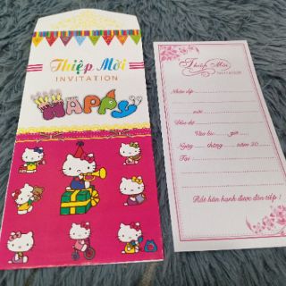 Thiệp mời đứng Đoraemon & Kitty  10 cái/xấp , (SP000475)