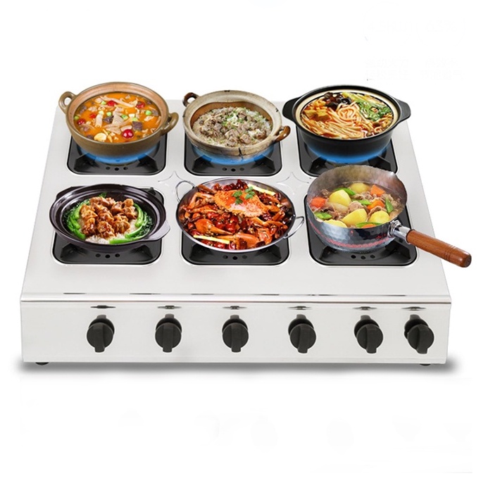 Bếp gas 6 họng công nghiệp chuyên mỳ cay, bánh xèo (Hàng loại 1)