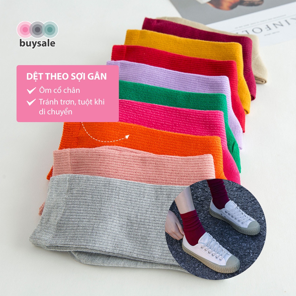 Vớ cổ cao phong cách Hàn Quốc chất chất liệu cotton pha PE vải gân, nhiều màu - BuySales - BSPK246