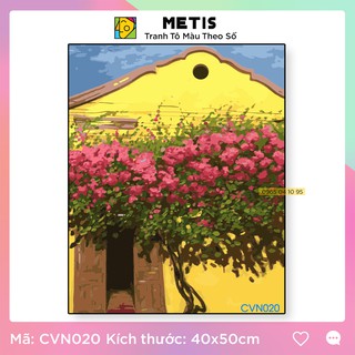 Tranh tô màu số hoá METIS Tranh phong cảnh nét xưa Việt Nam Hoa Giấy CVN020