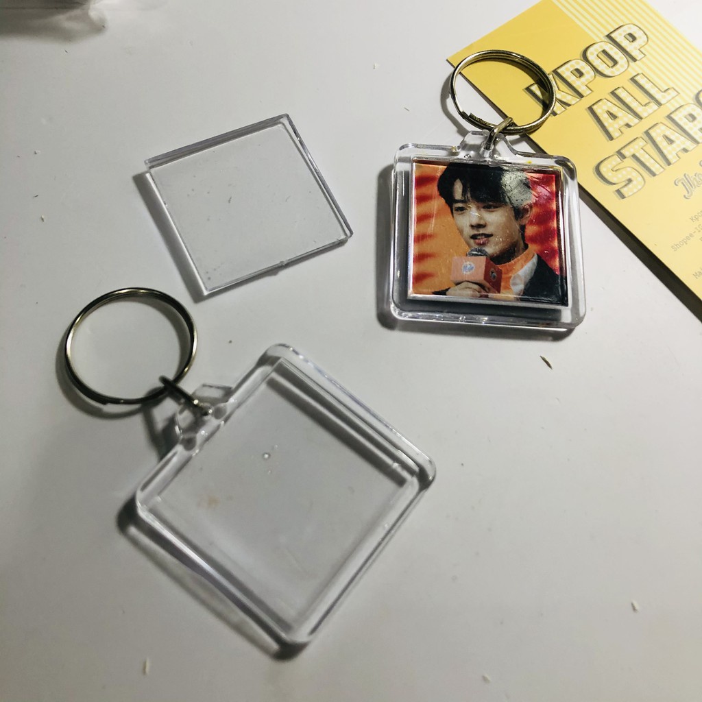 100 Phôi móc khoá mica Acrylic trong suốt