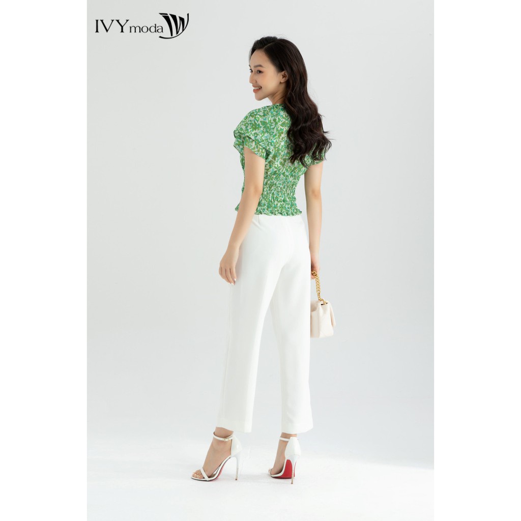 [NHẬP WABRTL5 GIẢM 10% TỐI ĐA 50K ĐH 250K ]Áo sơ mi nữ họa tiết cổ V IVY moda MS 16M6537