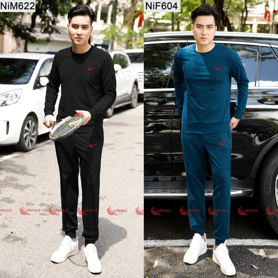 Bộ Nỉ Giữ Nhiệt Nam CHÍNH HÃNG CARDINA kiểu Dáng Thể Thao, tinh tế, năng động, giữ ấm tốt với Cotton Tự Nhiên 95%