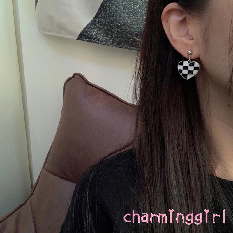 Bông tai dáng dài hình trái tim bằng hợp kim thời trang cho nữ