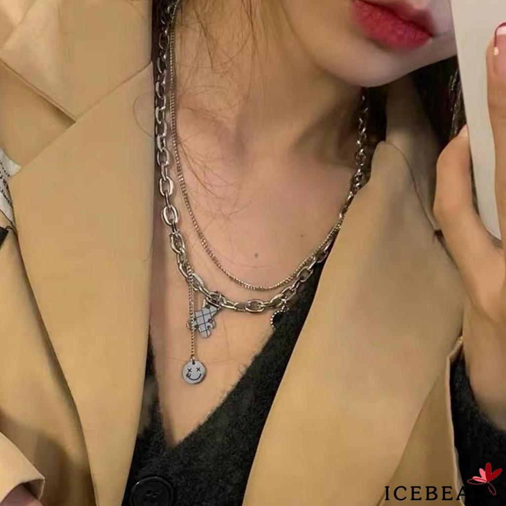 Vòng cổ hai lớp mặt hình mặt cười đơn giản cho nữ