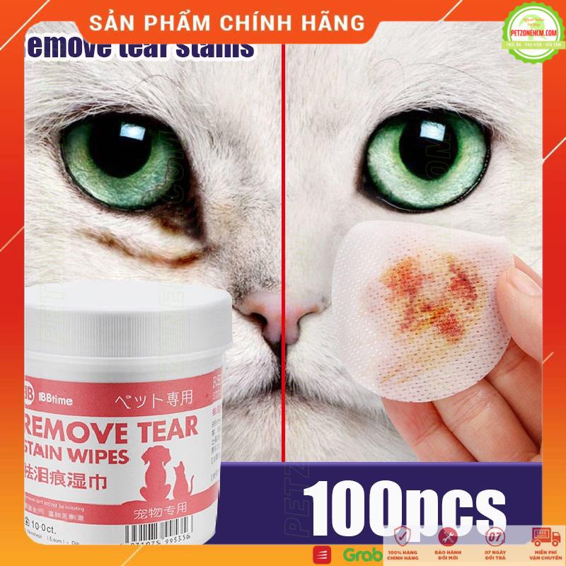 Khăn Ướt Vệ Sinh Mắt cho Chó Mèo Remove Tear 120 miếng