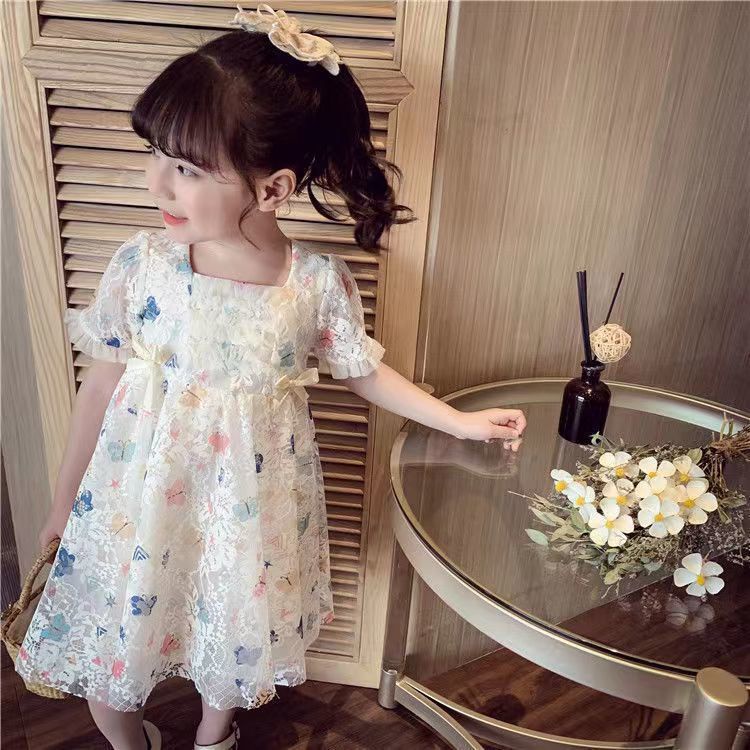 Mới Đầm Tay Phồng Phối Ren Thời Trang 2022 Xinh Xắn Cho Bé Gái