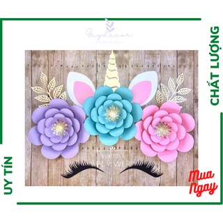 Hoa giấy trang trí backdrop, hoa hồng giấy handmade, hoa trang trí tường SH05