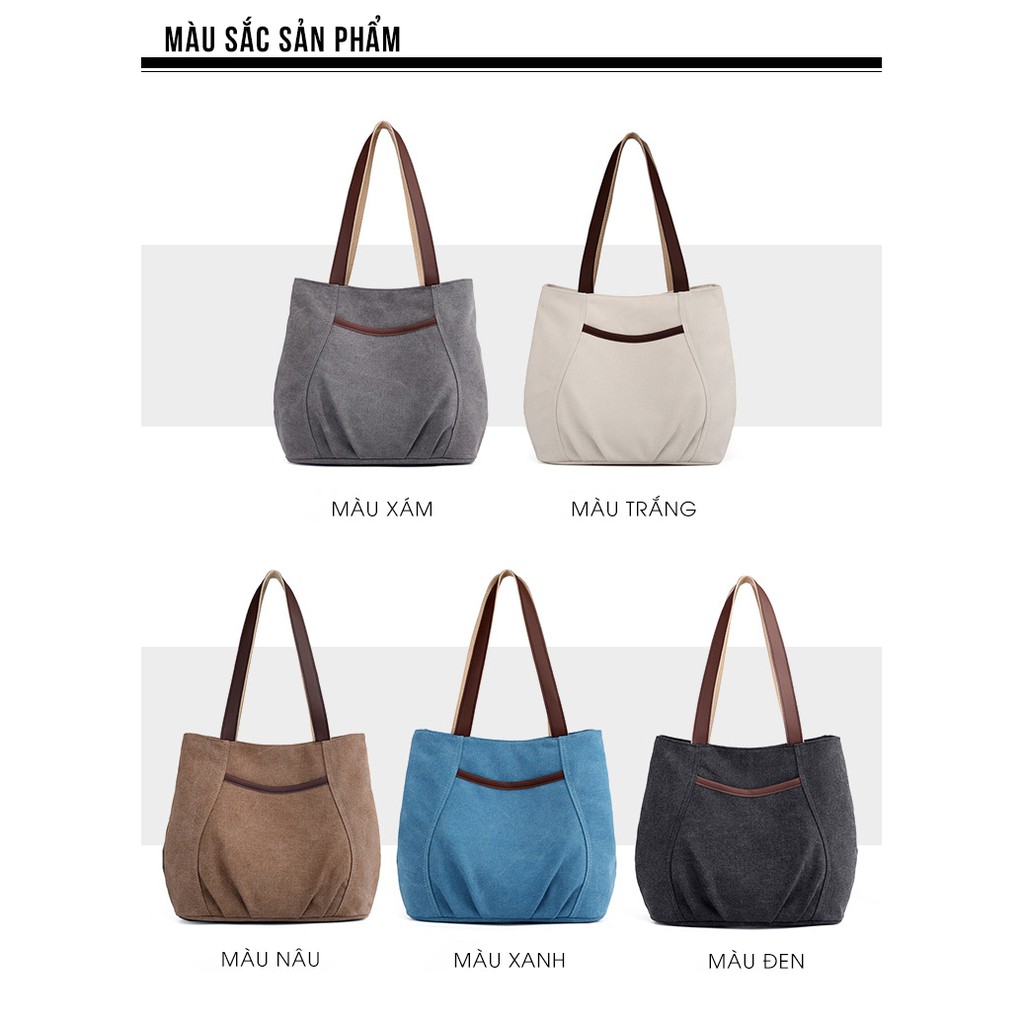 Túi Tote canvas vintage nữ cao cấp – KVKY – 1396