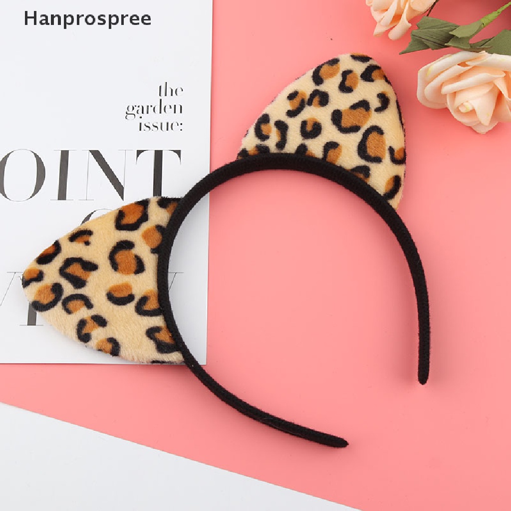 Băng Đô Cài Tóc Tai Mèo Phủ Lông Họa Tiết Da Báo / Hổ Dễ Thương Cho Bạn Gái