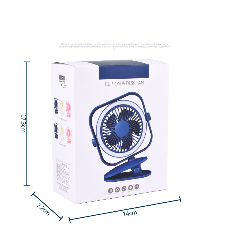 Quạt Mini - Quạt Kẹp Bàn Thích hợp cho dân Văn Phòng, Xoay 360 độ, Kẹp chắc chắn – Siêu Mát - có đèn ngủ thông minh