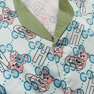 Set bộ lụa pizama hoạ tiết