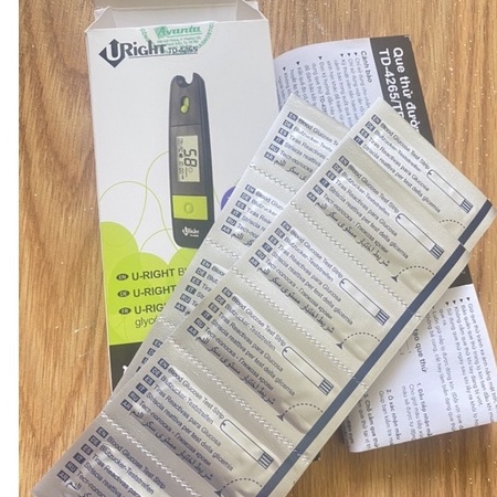 Que Thử Đường Huyết U-Right Lẻ 10 Que dùng thử, Hộp 25 Que Dùng Cho Máy Đo Đường Huyết TD-4265/TD-4267