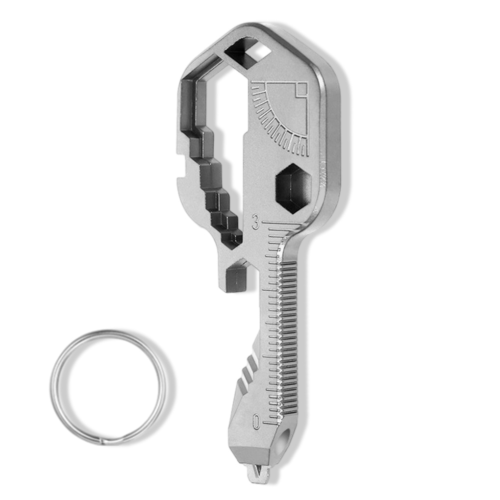 [CHOO] Steel 24-in-1 Key Tool Portable Pendant Drill File Bottle Opener Ruler Wrench Stripper Hand Repair Gadget Gift