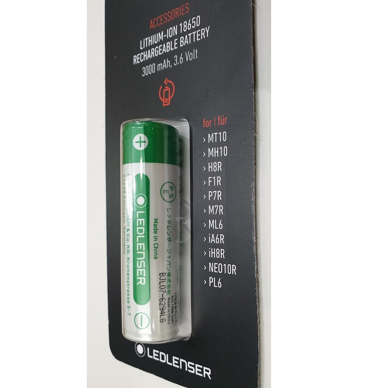 Phụ Kiện Pin Sạc Lithium - ion LEDLENSER 18650 3.63V 3000mAh, Cho MT10, MH10, H8R, M7R - Hàng Chính Hãng