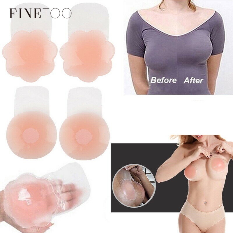 FINETOO 1-6 Cặp Miếng Dán Ngực Silicone Chống Nước Có Thể Giặt Tiện Lợi