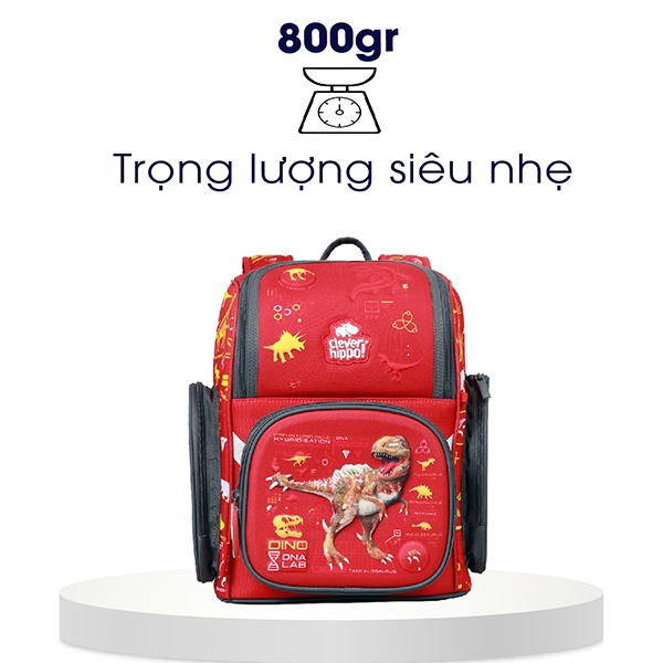Balo cho bé Clever Hippo Fancy S khủng long chúa tể, balo học sinh tiểu học chống gù cho bé trai từ 16-25kg