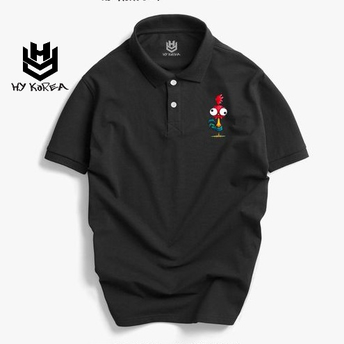 Áo Polo In Hình Logo Con Gà Đầu Đỏ HY Korea Nam Nữ Vải Cá Sấu