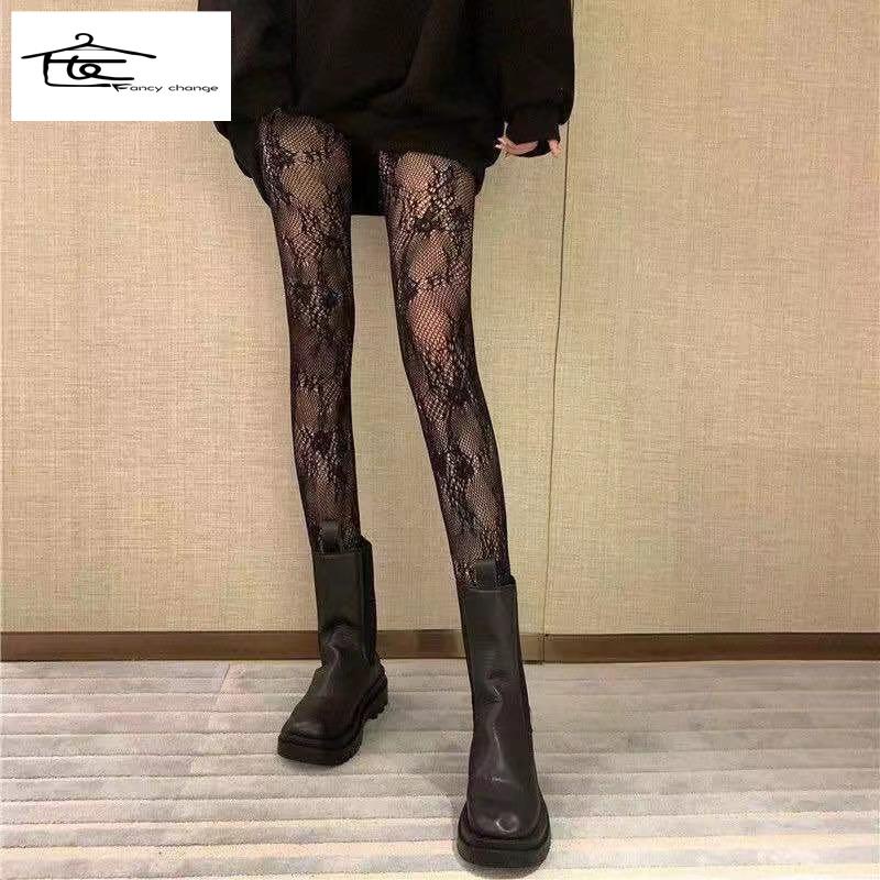 Vớ Lưới Phối Ren Hoa Màu Trắng/Đen Chống Móc Phong Cách Lolita Nhật Bản Quyến Rũ