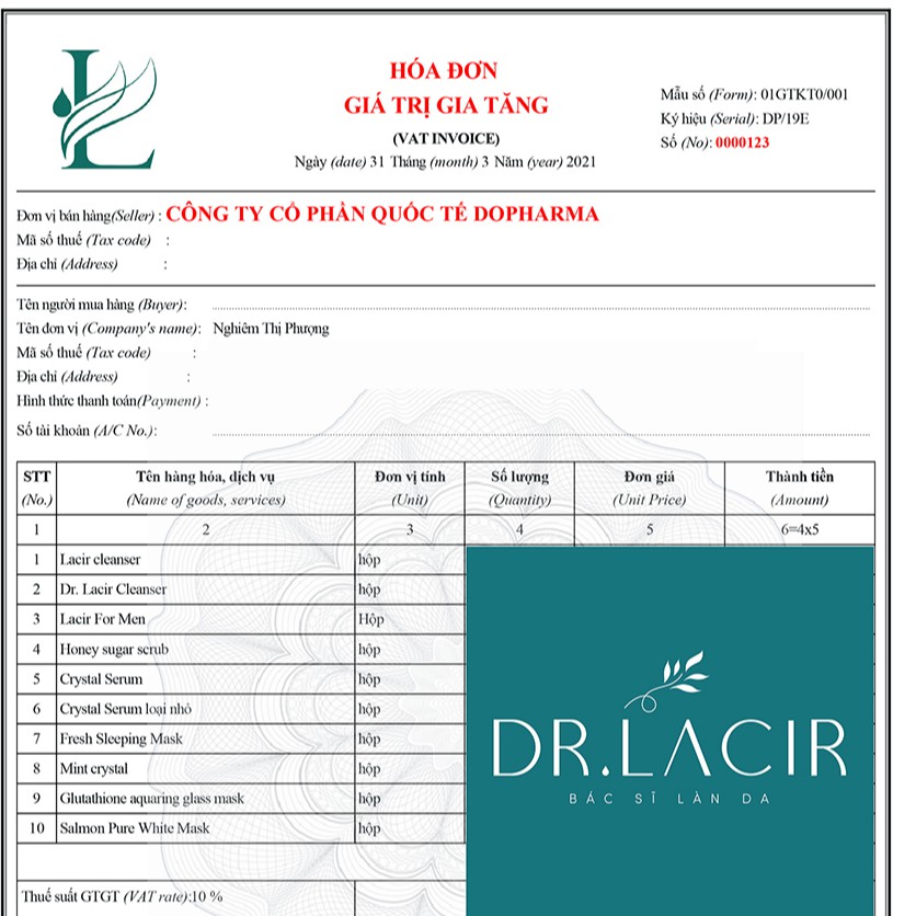 Mặt Nạ Ngủ Thạch Anh Tươi Dr.Lacir - Giúp cấp ẩm da, phục hồi da - Hộp 100ml DR100