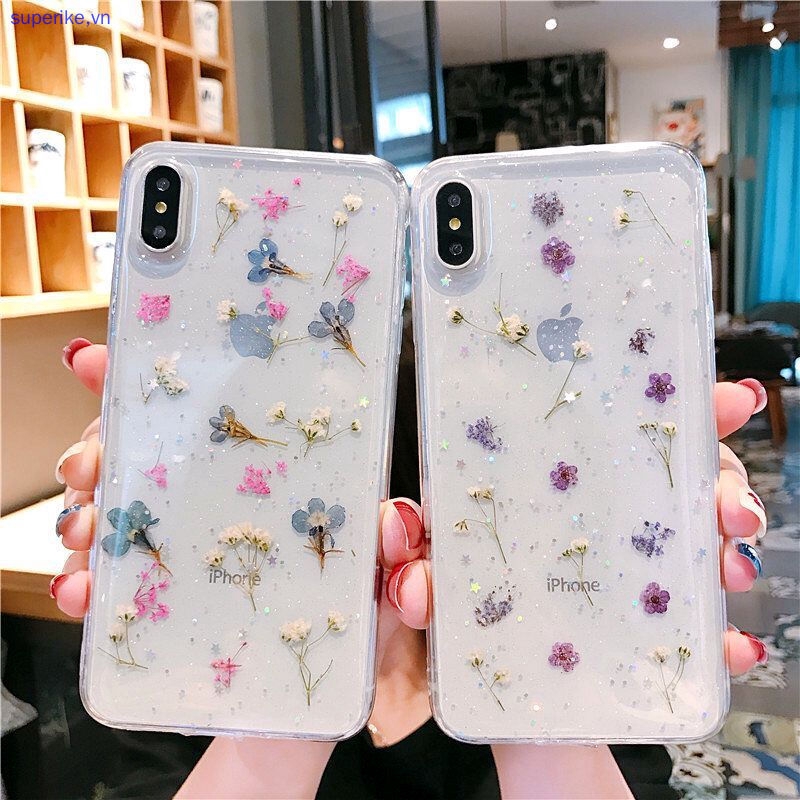 Ốp điện thoại phối hoa khô nhỏ cho iPhone 12 11 XSMAX XR XS X 7 8 Plus 11Pro Max | BigBuy360 - bigbuy360.vn