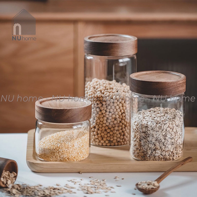 nuhome.vn | Hũ thủy tinh nắp vặn kích thước lớn, lọ thủy tinh đựng đồ khô, mật ong và hạt ngũ cốc với thiết kế đơn giản