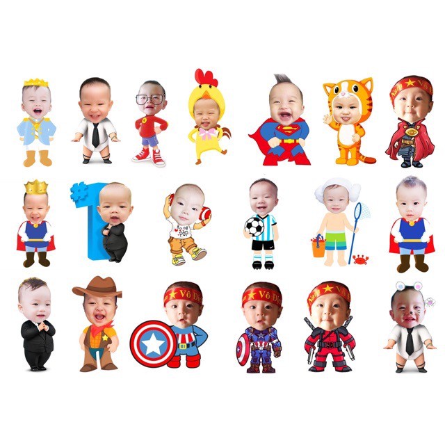 Hình Chibi Sinh Nhật, Đầy Tháng Thiết Kế Theo Yêu Cầu Cho Bé Trai, Bé Gái