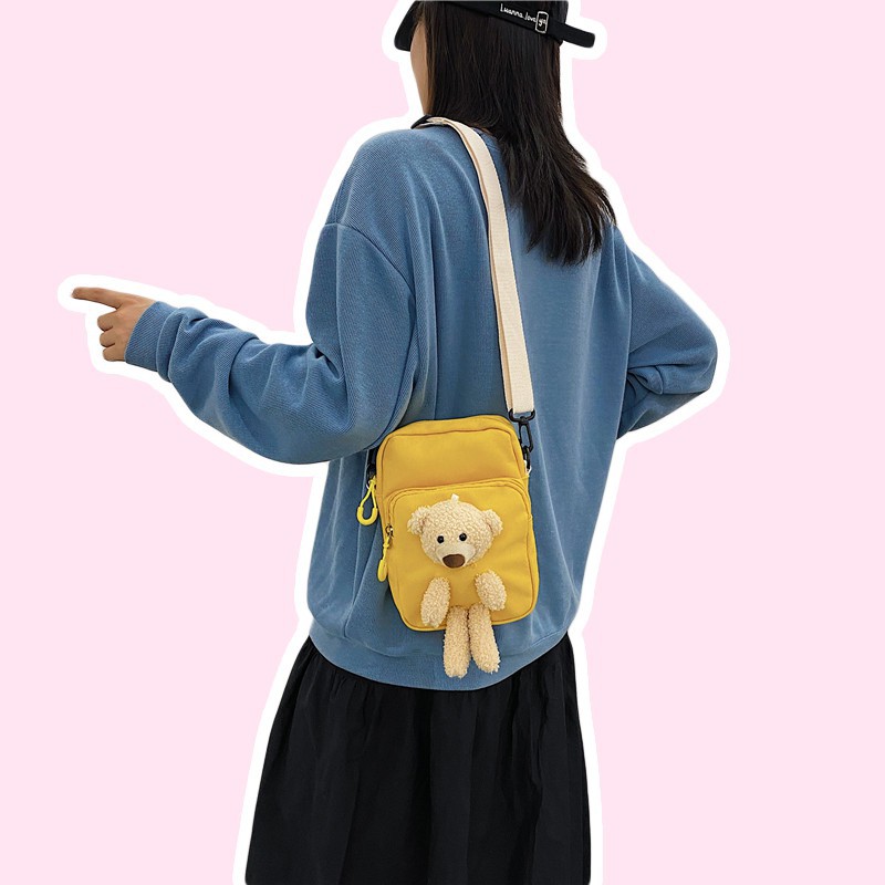 Túi đeo chéo vải canvas cute hình thú MOTERI