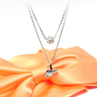 Dây chuyền inox 2 tầng playboy và trái châu